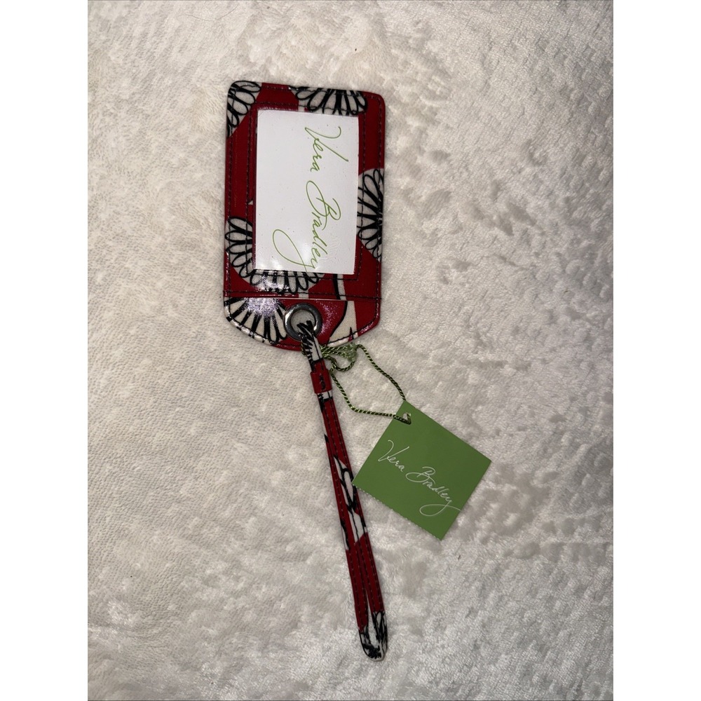 Vera Bradley Luggage ID Tag Playful Penguins Retired Cabernet Red
